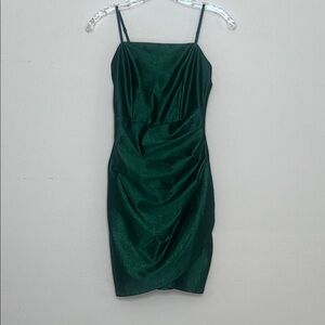 Honey and Rosie Shimmering Emerald Mini Dress